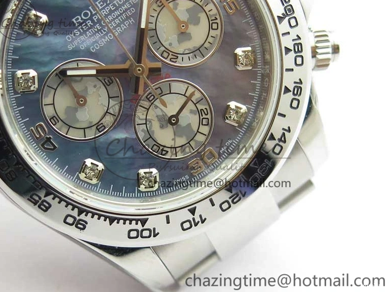 MiroTime 0319 TechFriendly Daytona 116520 SS UBF Best Edition Ice Blue MOP Crystal Markers Dial on SS Bracelet A 2938